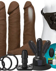 Doc Johnson Vac U Lock Vibrating Dual Density Ultraskyn Set Chocolate Strap-Ons Vac-U-Lock
