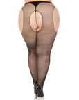 Leg Avenue Plus Fishnet Suspender Pantyhose Black Queen