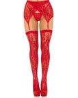 Lace Thigh Highs and Garter Belt Red OS