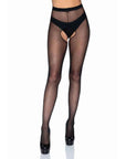 Sheer Crotchless Pantyhose Black OS