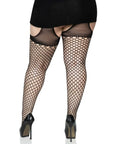 Leg Avenue Plus Oval Net Suspender Pantyhose Black XL/XXL