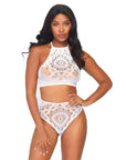 Halter Crop Top and High Waist Thong White M/L