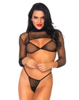 Net Bikini Top Thong and Crop Top Black OS