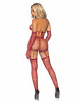 Leg Avenue Bra with Garter Skirt Gloves and Stockings Burgundy OS