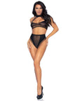 Halter Crop Top and High Waist Bottoms Black OS