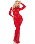 Lace and Net Bodycon Gown Red OS