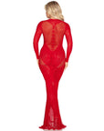Leg Avenue Lace and Net Bodycon Gown Red OS