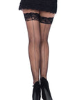 Leg Avenue Elastane Fishnet Stay Ups with Backseam Black OS