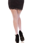 Leg Avenue Sweetheart Striped Net Pantyhose White OS