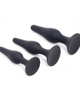 Master Series Triple Spire Tapered Silicone Anal Trainer Set Black Butt Plug Master Series