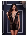 Baci Corset Front Lace Mini Dress Black