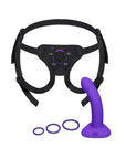 B-Vibe Vibrating Curved Strap-On Kit - Black/Purple