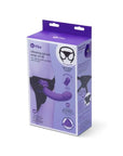 B-Vibe Vibrating Curved Strap-On Kit - Black/Purple