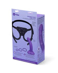 B-Vibe Vibrating Curved Strap-On Kit - Black/Purple