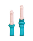 B-Vibe Thrusting Dildo Machine - Flesh/Blue