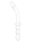 Glas 12Inch Girthy Ribbed G Spot Glass Dildo With Handle Grip Double Ended Glass Glas