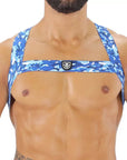 Fetish Elastic Harness Blue Camouflage - Size : XS/S Apparel for Men TOF Paris