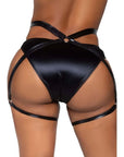 Leg Avenue Wetlook O-Ring Garter Butt Harness Black OS