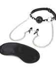 Lux Fetish Breathable Ball Gag With Nipple Chain Black Gags Lux Fetish
