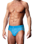 Prowler Neon Blue Lace Open Back Brief Small Apparel for Men Prowler