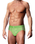 Prowler Neon Green Lace Brief Small Apparel for Men Prowler