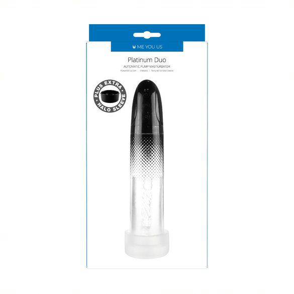 Me You Us Platinum Duo Automatic Pump Masturbator Clear/Black - Adult Outlet