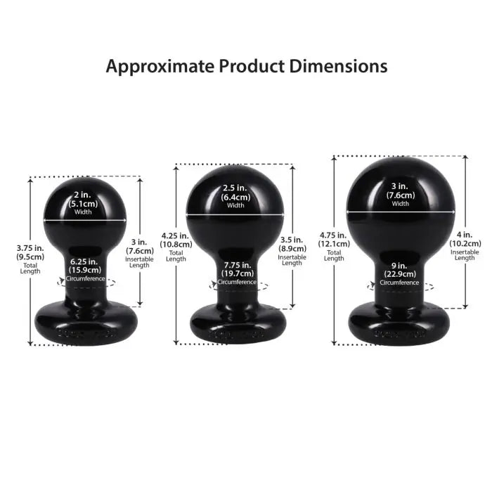 The Classic Round Butt Plug 3 Piece Set Black