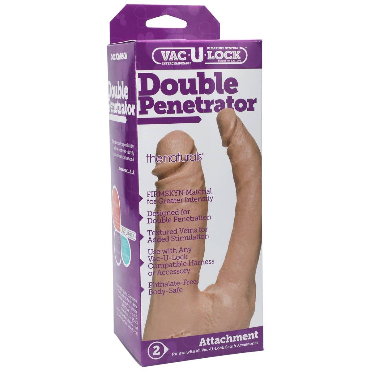 Doc Johnson Double Penetrator Naturals Vac U Lock White - Adult Outlet