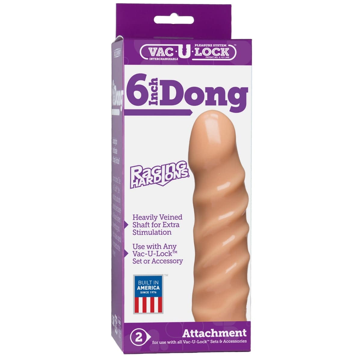 Doc Johnson Vac U Lock White Raging Hard On Dong Flesh 6In - Adult Outlet