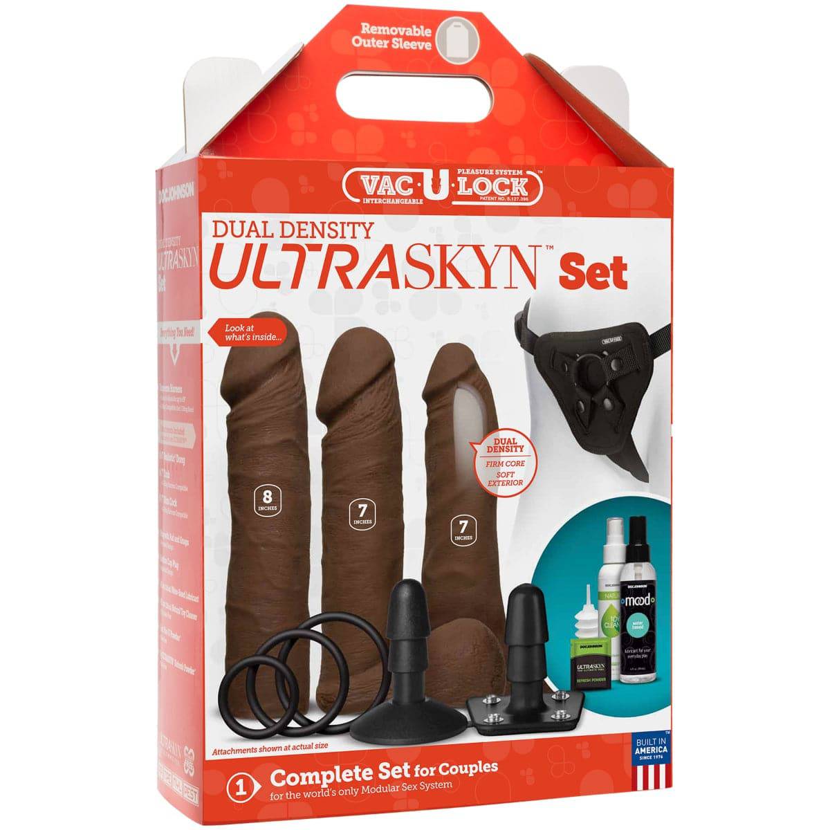 Doc Johnson Vac U Lock Dual Density Ultraskyn Set Chocolate - Adult Outlet