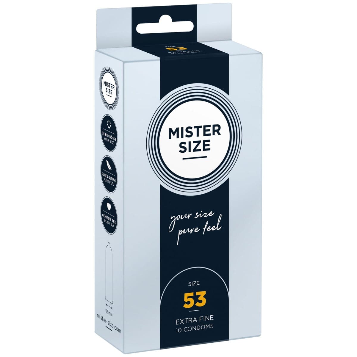 Mister Size - Pure Feel Condoms - Size 53 MM (10 Pack) - Adult Outlet