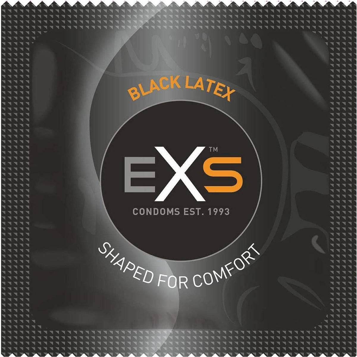 Exs Black Latex Condoms 12 Pack - Adult Outlet