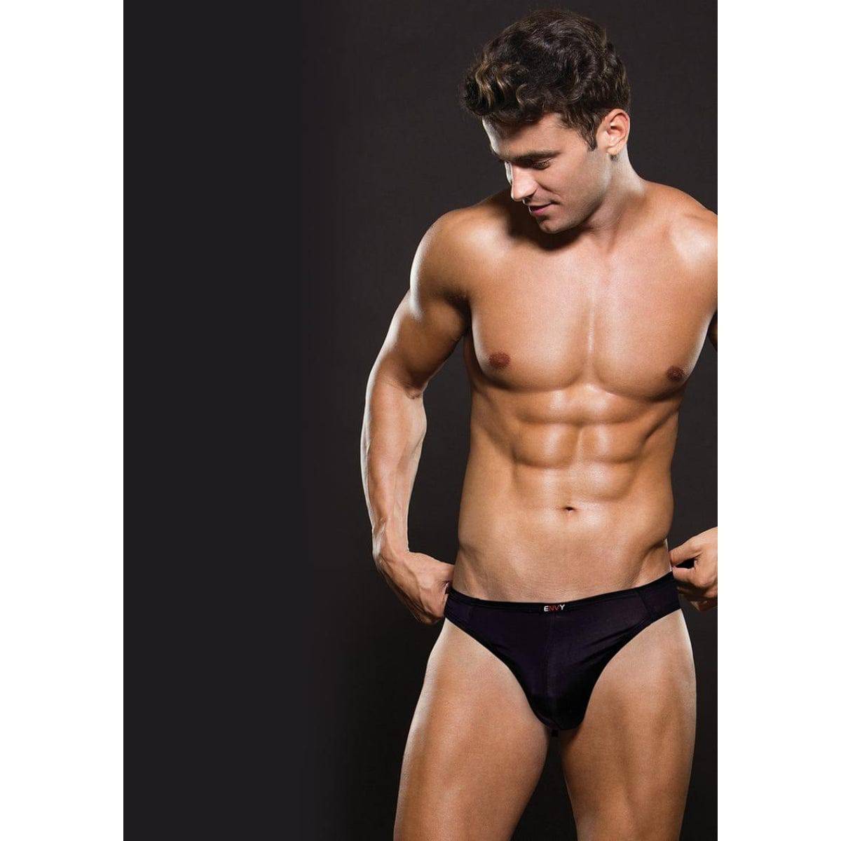 Envy Microfiber Thong Black XXL - Adult Outlet