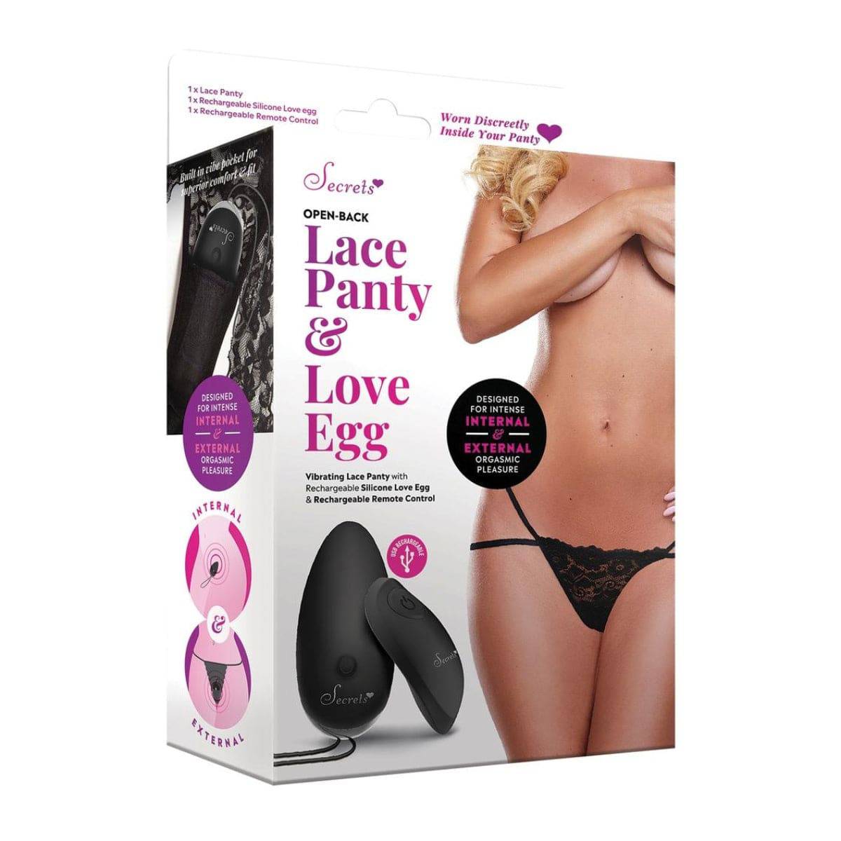 Open Back Lace Rechargeable - Black - Adult Outlet