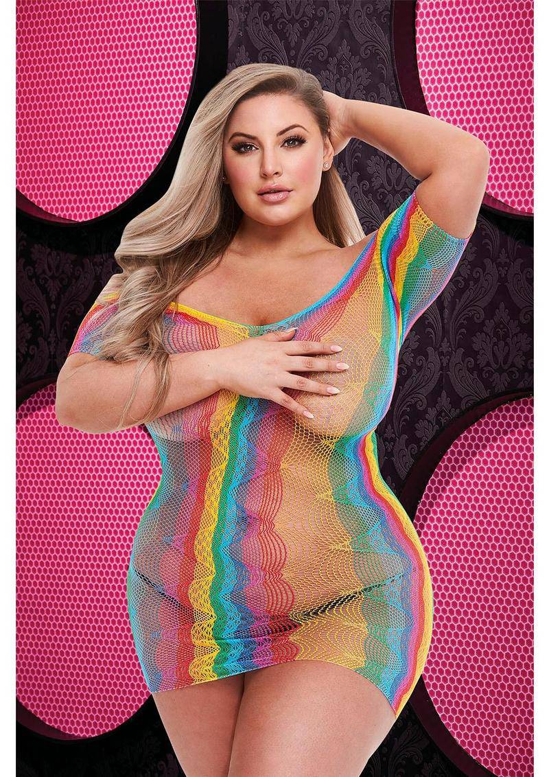 Rainbow Jacquard Mini Dress - Q - Adult Outlet