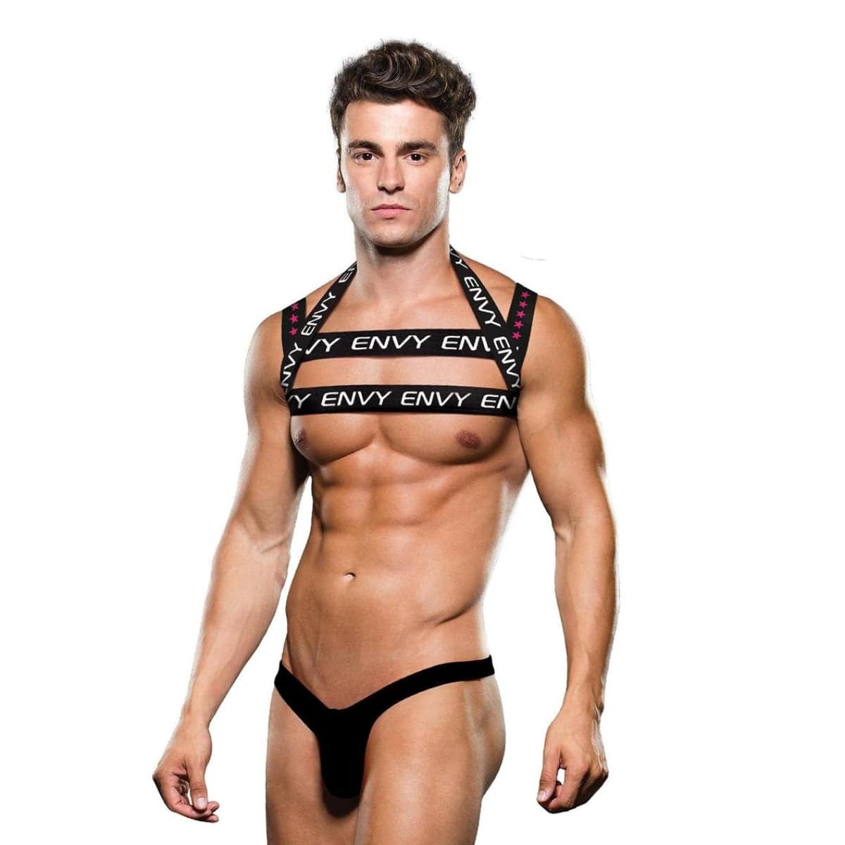 Envy Logo Harness - Black/White - S/M - Adult Outlet