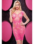 Lace Cut Out Mini Dress - Hot Pink - Adult Outlet