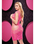 Lace Cut Out Mini Dress - Hot Pink - Adult Outlet