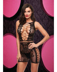 Sexy Fishnet And Lace Mini Dress - Black - Adult Outlet