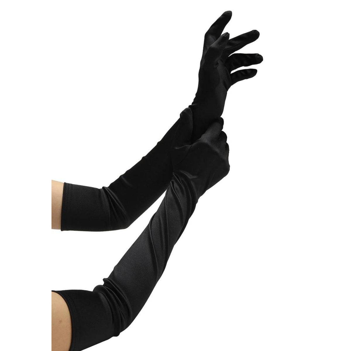 Baci Satin Opera Glove Black - Adult Outlet