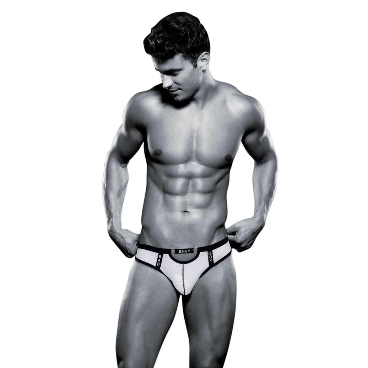 Envy Bad Boy Thong - White - S/M - Adult Outlet