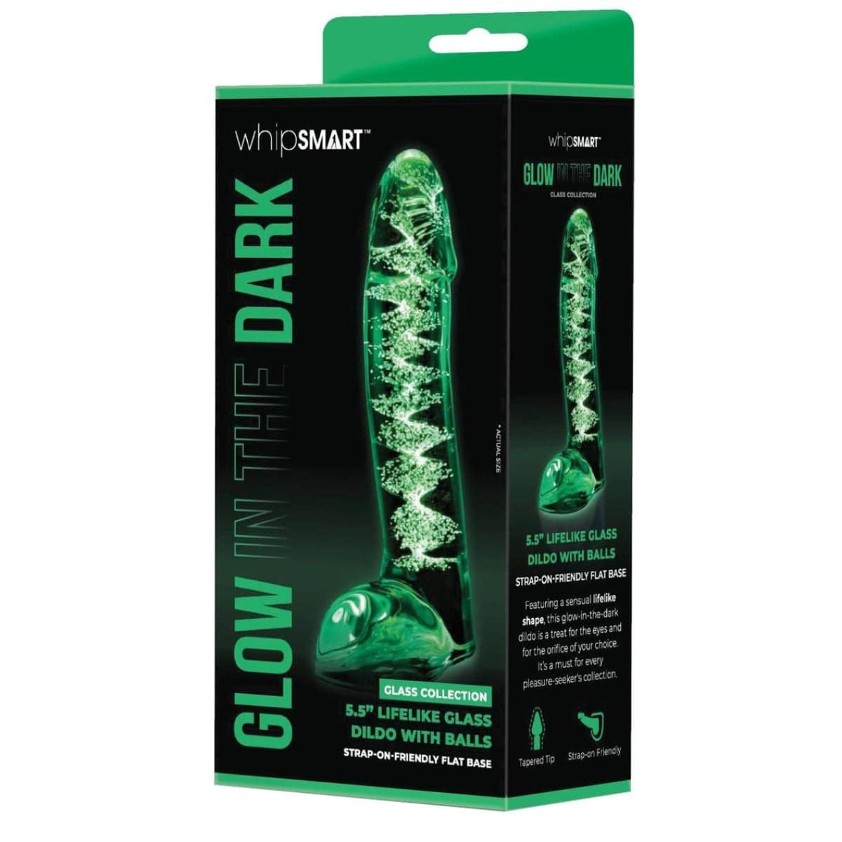 Whipsmart Glow In The Dark Glass Dildo - Adult Outlet