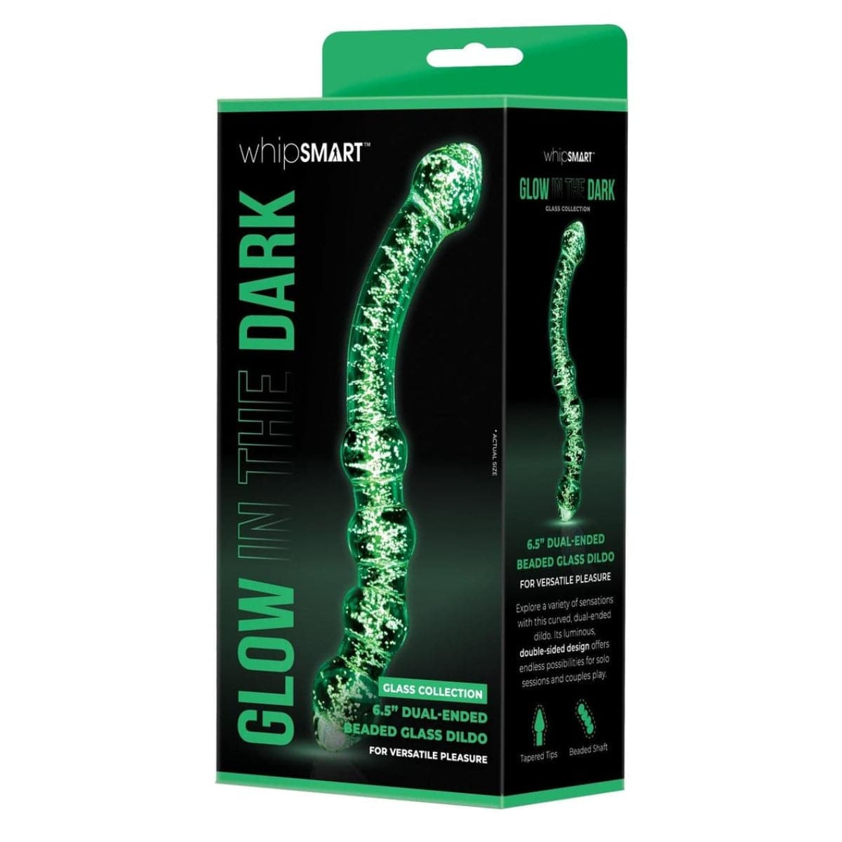 Whipsmart Glow In The Dark Sensual Glass Beaded Textured Dildo - Adult Outlet