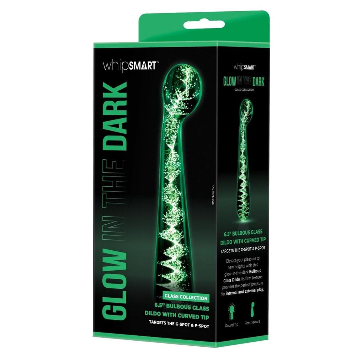 Whipsmart Glow In The Dark G Spot Glass Dildo - Adult Outlet