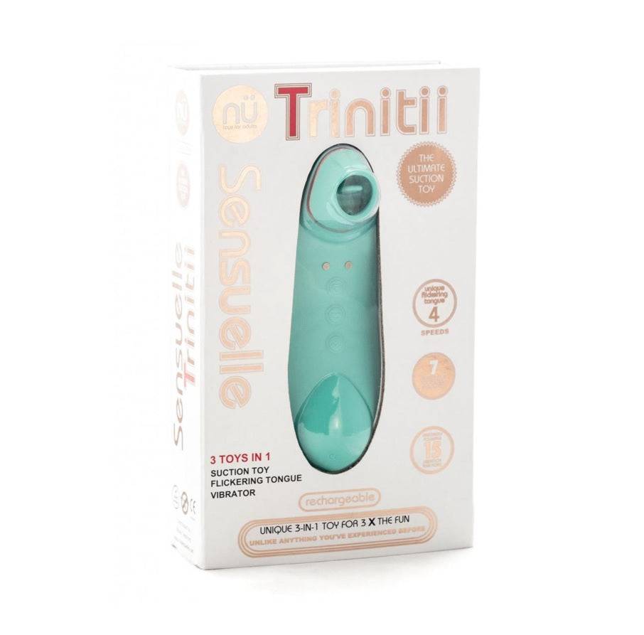 Nu Sensuelle Trinitii 3 In 1 Suction Tonuge Vibe Blue - Adult Outlet