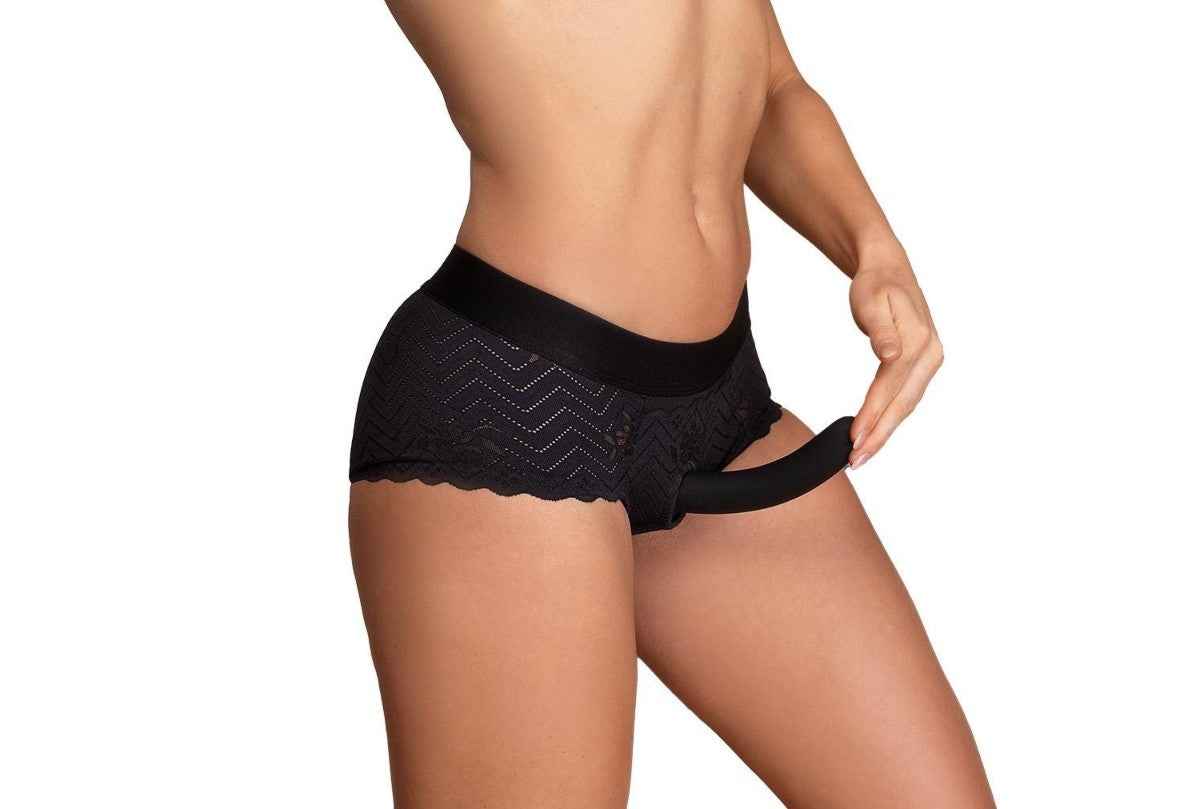 Dreamtoys BOLD Phoenix Strap-On Hipster with Dildo - Large - Black