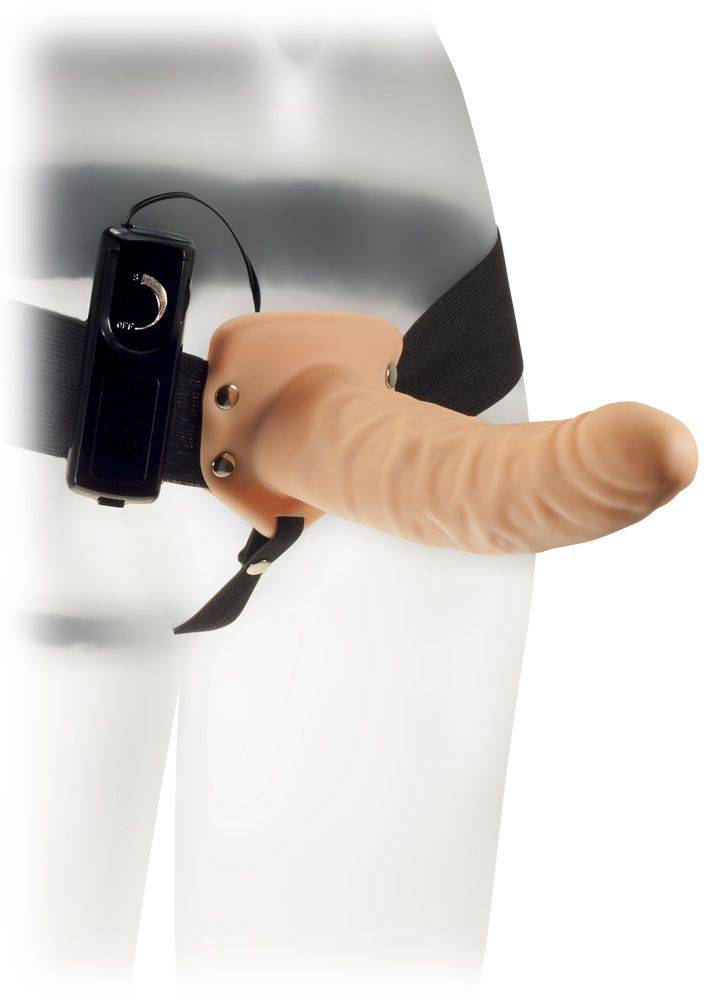 Me You Us The Extender Plus Vibrating Hollow Strap On Flesh - Adult Outlet