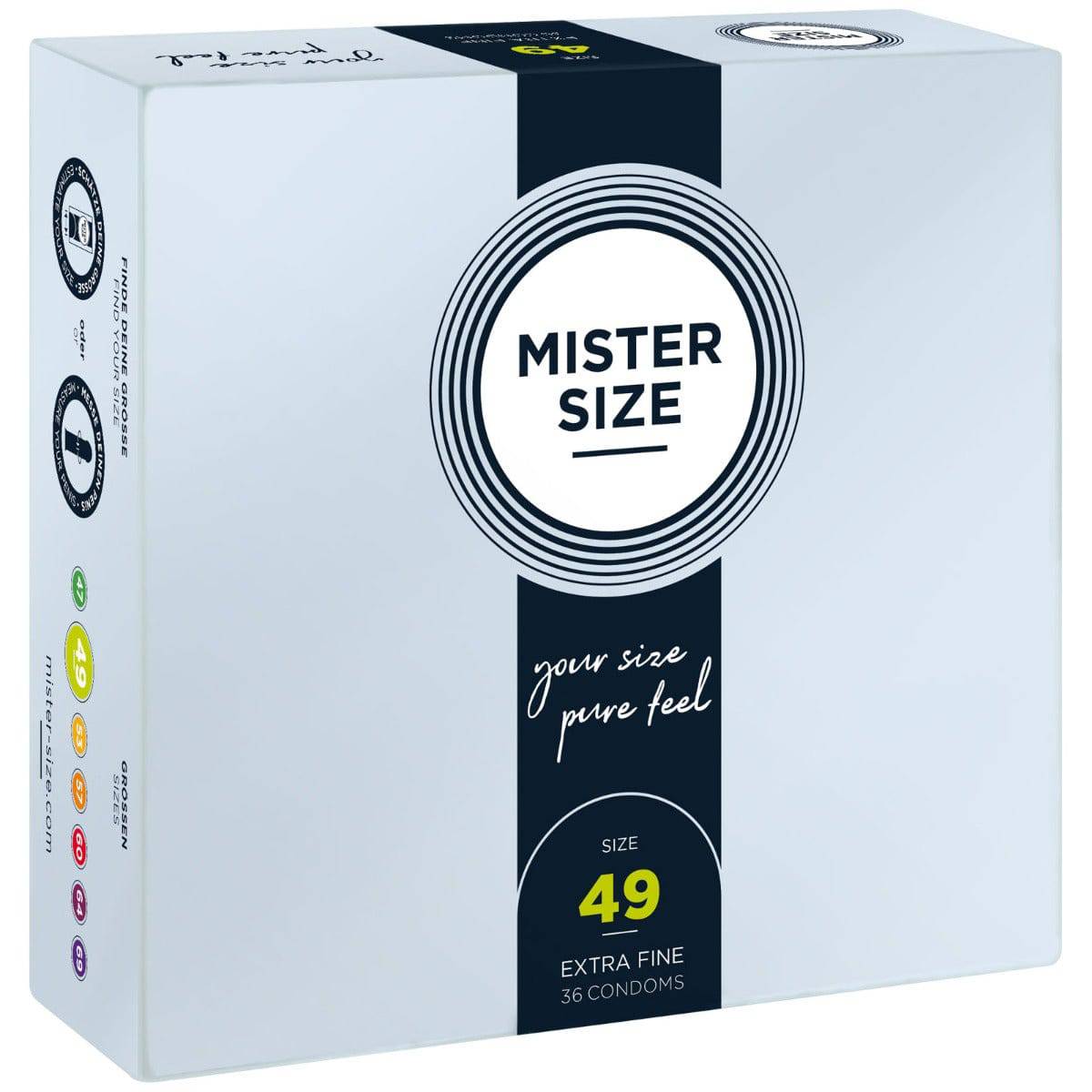 Mister Size - Pure Feel Condoms - Size 49 MM (36 Pack) - Adult Outlet