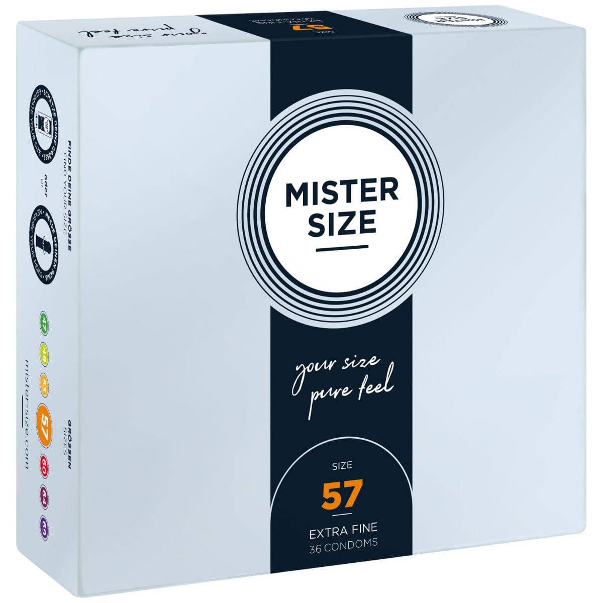 Mister Size - Pure Feel Condoms - Size 57 MM (36 Pack) - Adult Outlet