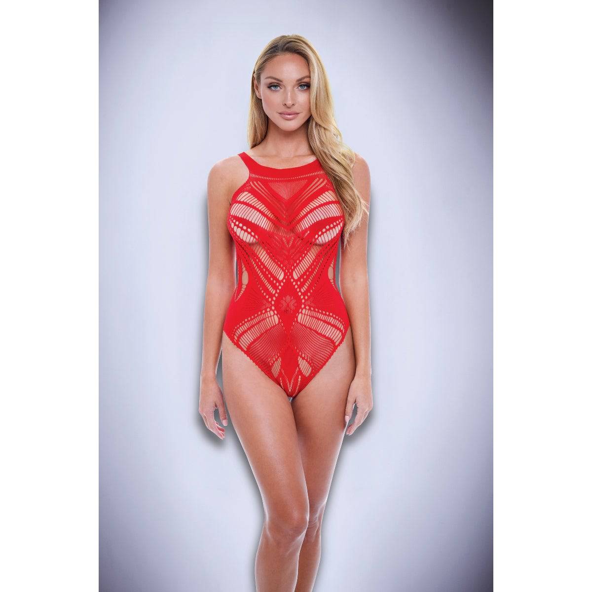 Jacquard Bodysuit Red - Adult Outlet